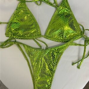 Green Snake Print Bikini